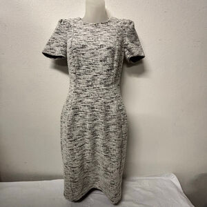Women's Calvin Klein White Black Tweed Sheath Dress S